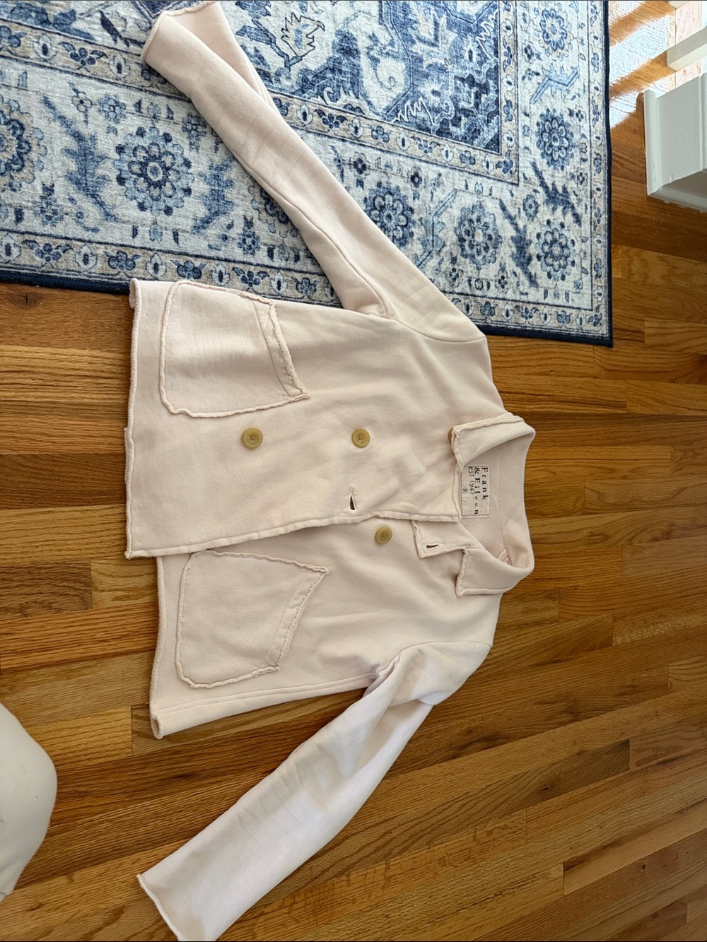 Frank & Eileen Blush Double-Breasted Knit Blazer